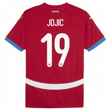 Kandiny Homme Maillot Serbie Nikola Jojic #19 Rouge Tenues Domicile 24-26 T-Shirt