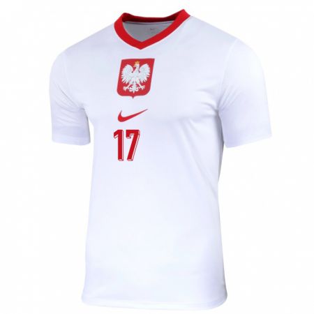 Kandiny Homme Maillot Pologne Jakub Kaminski #17 Blanc Tenues Domicile 24-26 T-Shirt
