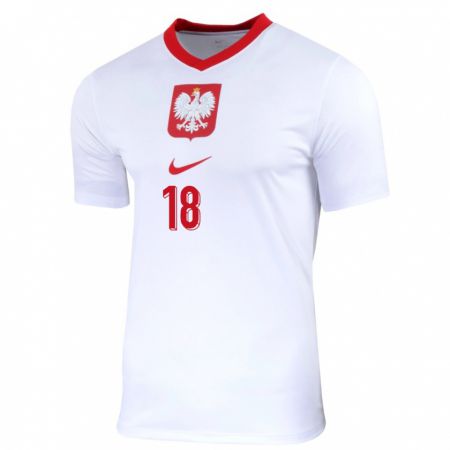 Kandiny Homme Maillot Pologne Nikol Kaletka #18 Blanc Tenues Domicile 24-26 T-Shirt