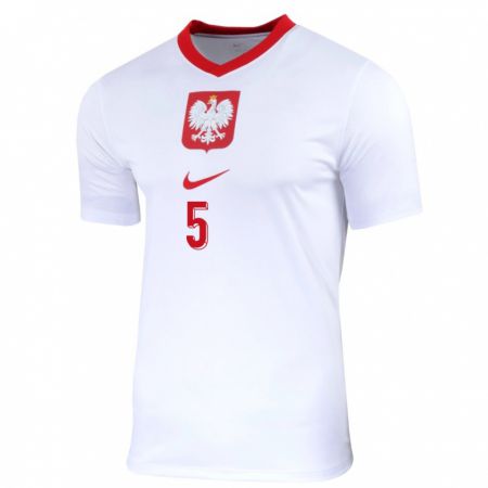 Kandiny Homme Maillot Pologne Michal Gurgul #5 Blanc Tenues Domicile 24-26 T-Shirt