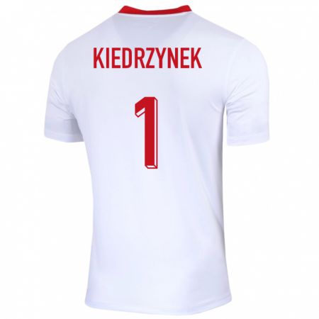 Kandiny Homme Maillot Pologne Katarzyna Kiedrzynek #1 Blanc Tenues Domicile 24-26 T-Shirt