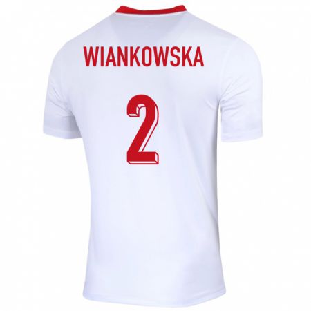 Kandiny Homme Maillot Pologne Martyna Wiankowska #2 Blanc Tenues Domicile 24-26 T-Shirt