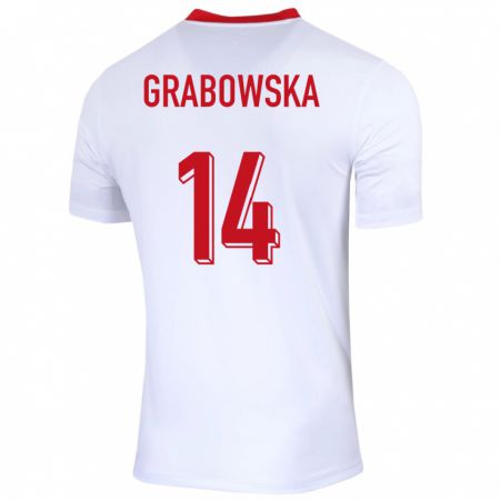 Kandiny Homme Maillot Pologne Dominika Grabowska #14 Blanc Tenues Domicile 24-26 T-Shirt