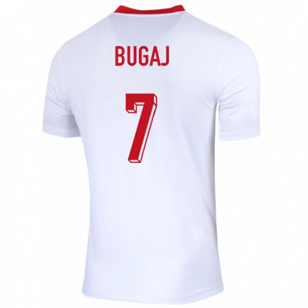 Kandiny Homme Maillot Pologne Dawid Bugaj #7 Blanc Tenues Domicile 24-26 T-Shirt