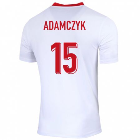Kandiny Homme Maillot Pologne Nico Adamczyk #15 Blanc Tenues Domicile 24-26 T-Shirt