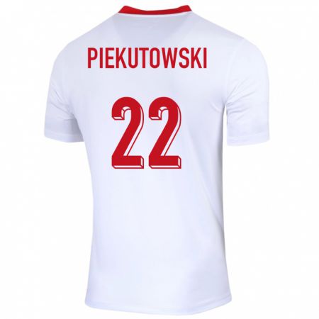 Kandiny Homme Maillot Pologne Milosz Piekutowski #22 Blanc Tenues Domicile 24-26 T-Shirt