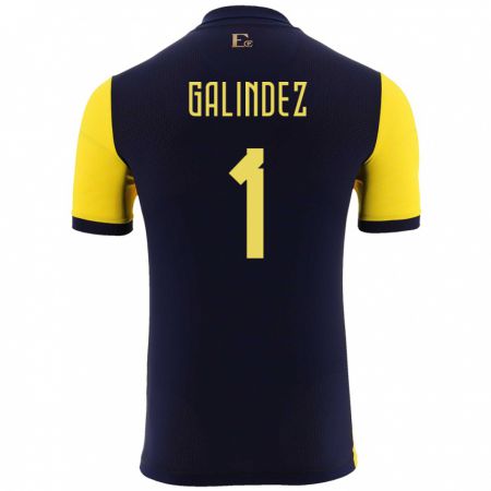 Kandiny Homme Maillot Équateur Hernan Galindez #1 Jaune Tenues Domicile 24-26 T-Shirt