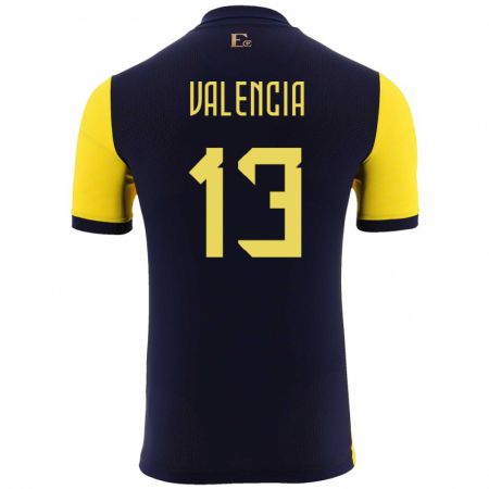 Kandiny Homme Maillot Équateur Enner Valencia #13 Jaune Tenues Domicile 24-26 T-Shirt