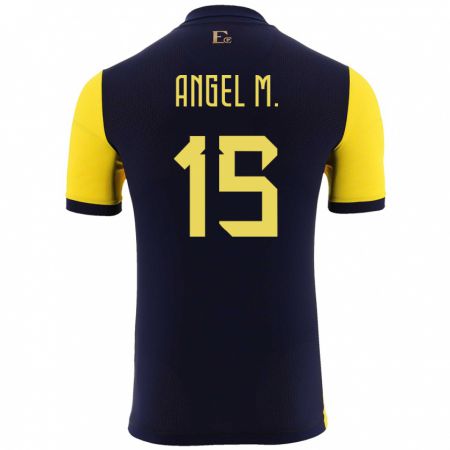 Kandiny Homme Maillot Équateur Angel Mena #15 Jaune Tenues Domicile 24-26 T-Shirt