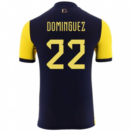 Kandiny Homme Maillot Équateur Alexander Dominguez #22 Jaune Tenues Domicile 24-26 T-Shirt