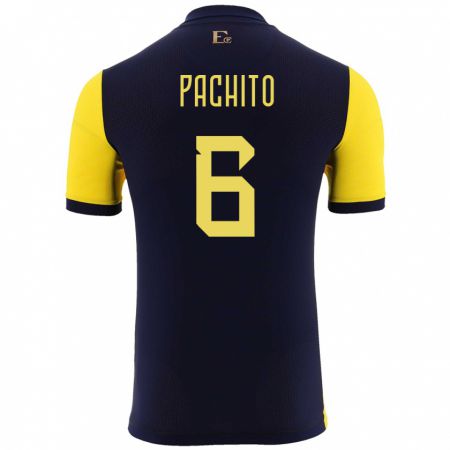 Kandiny Homme Maillot Équateur Angelica Pachito #6 Jaune Tenues Domicile 24-26 T-Shirt