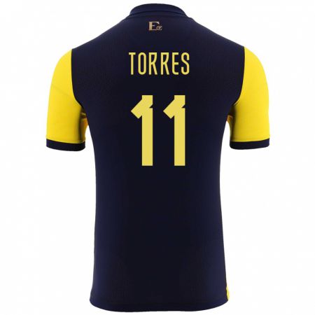 Kandiny Homme Maillot Équateur Ambar Torres #11 Jaune Tenues Domicile 24-26 T-Shirt