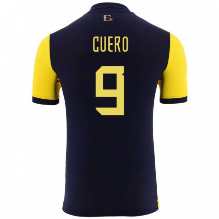 Kandiny Homme Maillot Équateur Justin Cuero #9 Jaune Tenues Domicile 24-26 T-Shirt