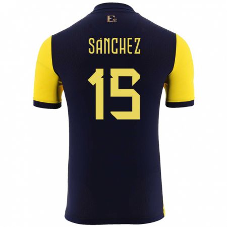 Kandiny Homme Maillot Équateur Juan Sanchez #15 Jaune Tenues Domicile 24-26 T-Shirt