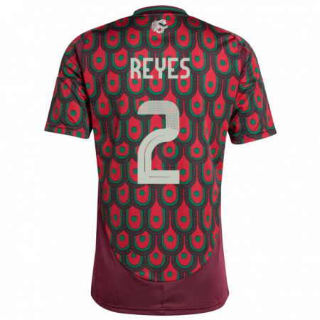 Kandiny Homme Maillot Mexique Luis Reyes #2 Bordeaux Tenues Domicile 24-26 T-Shirt
