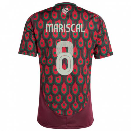 Kandiny Homme Maillot Mexique Salvador Mariscal #8 Bordeaux Tenues Domicile 24-26 T-Shirt