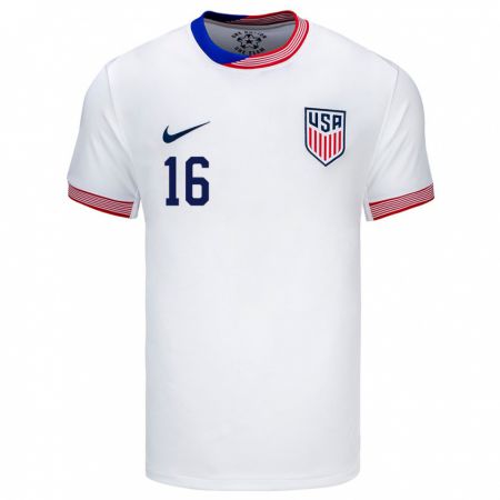 Kandiny Homme Maillot États-Unis Alex Freeman #16 Blanc Tenues Domicile 24-26 T-Shirt