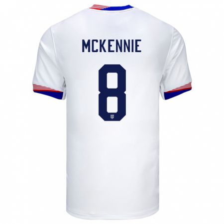 Kandiny Homme Maillot États-Unis Weston Mckennie #8 Blanc Tenues Domicile 24-26 T-Shirt