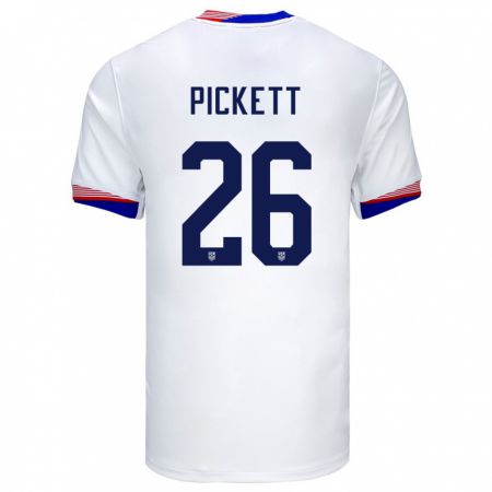 Kandiny Homme Maillot États-Unis Carson Pickett #26 Blanc Tenues Domicile 24-26 T-Shirt