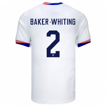 Kandiny Homme Maillot États-Unis Reed Baker Whiting #2 Blanc Tenues Domicile 24-26 T-Shirt
