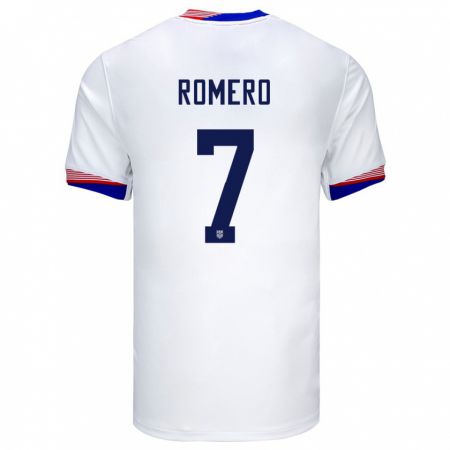 Kandiny Homme Maillot États-Unis Brian Romero #7 Blanc Tenues Domicile 24-26 T-Shirt