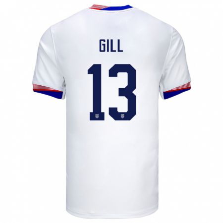 Kandiny Homme Maillot États-Unis Adrian Gill #13 Blanc Tenues Domicile 24-26 T-Shirt