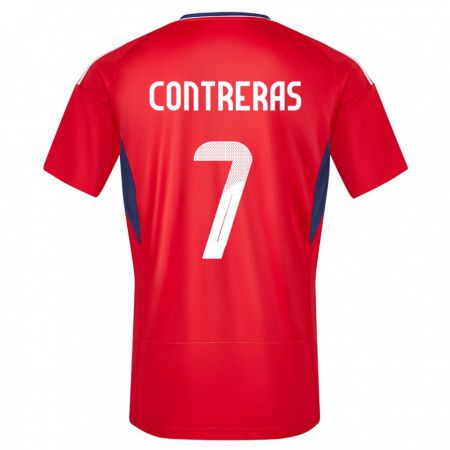 Kandiny Homme Maillot Costa Rica Anthony Contreras #7 Rouge Tenues Domicile 24-26 T-Shirt