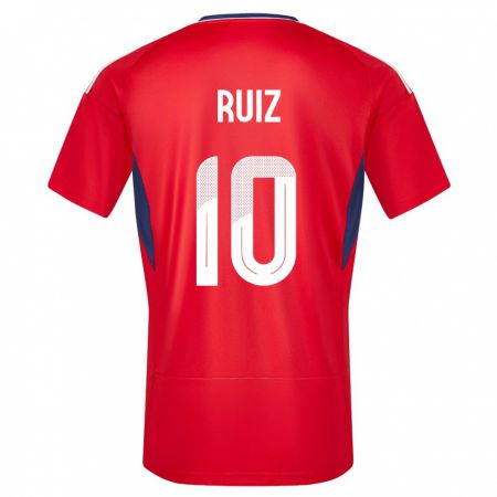 Kandiny Homme Maillot Costa Rica Bryan Ruiz #10 Rouge Tenues Domicile 24-26 T-Shirt