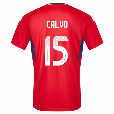 Kandiny Homme Maillot Costa Rica Francisco Calvo #15 Rouge Tenues Domicile 24-26 T-Shirt
