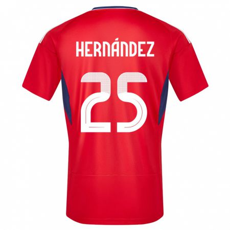 Kandiny Homme Maillot Costa Rica Anthony Hernandez #25 Rouge Tenues Domicile 24-26 T-Shirt