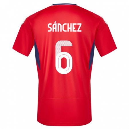Kandiny Homme Maillot Costa Rica Carol Sanchez #6 Rouge Tenues Domicile 24-26 T-Shirt