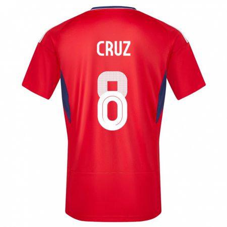Kandiny Homme Maillot Costa Rica Daniela Cruz #8 Rouge Tenues Domicile 24-26 T-Shirt