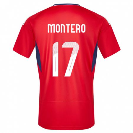 Kandiny Homme Maillot Costa Rica Michelle Montero #17 Rouge Tenues Domicile 24-26 T-Shirt