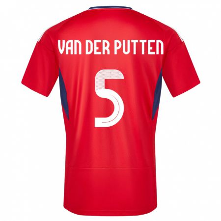 Kandiny Homme Maillot Costa Rica Santiago Van Der Putten #5 Rouge Tenues Domicile 24-26 T-Shirt