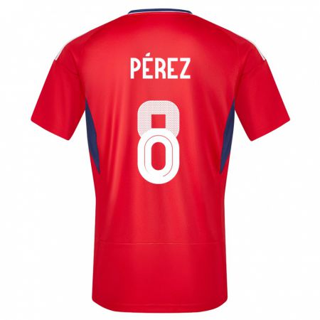 Kandiny Homme Maillot Costa Rica Creichel Perez #8 Rouge Tenues Domicile 24-26 T-Shirt