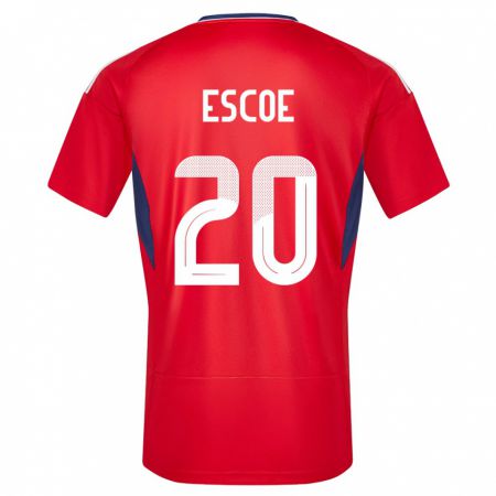 Kandiny Homme Maillot Costa Rica Enyel Escoe #20 Rouge Tenues Domicile 24-26 T-Shirt