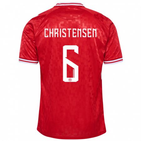 Kandiny Homme Maillot Danemark Andreas Christensen #6 Rouge Tenues Domicile 24-26 T-Shirt