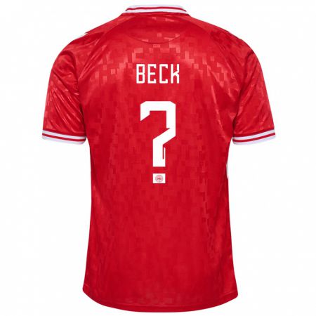 Kandiny Homme Maillot Danemark Julius Beck #0 Rouge Tenues Domicile 24-26 T-Shirt