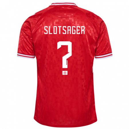 Kandiny Homme Maillot Danemark Tobias Slotsager #0 Rouge Tenues Domicile 24-26 T-Shirt
