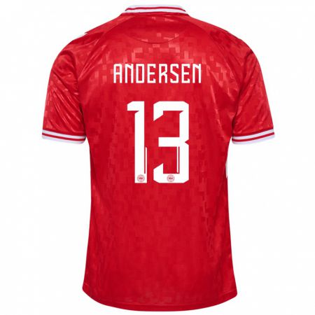Kandiny Homme Maillot Danemark Frej Andersen #13 Rouge Tenues Domicile 24-26 T-Shirt