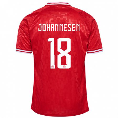 Kandiny Homme Maillot Danemark Sofus Johannesen #18 Rouge Tenues Domicile 24-26 T-Shirt