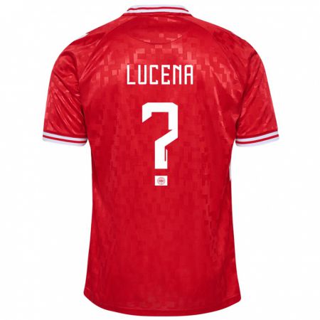 Kandiny Homme Maillot Danemark Julius Lucena #0 Rouge Tenues Domicile 24-26 T-Shirt