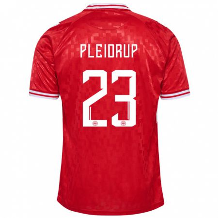 Kandiny Homme Maillot Danemark Caroline Pleidrup #23 Rouge Tenues Domicile 24-26 T-Shirt