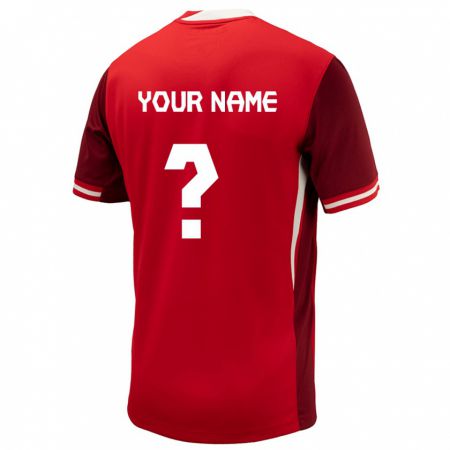 Kandiny Homme Maillot Canada Votre Nom #0 Rouge Tenues Domicile 24-26 T-Shirt
