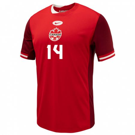Kandiny Homme Maillot Canada Mark-Anthony Kaye #14 Rouge Tenues Domicile 24-26 T-Shirt