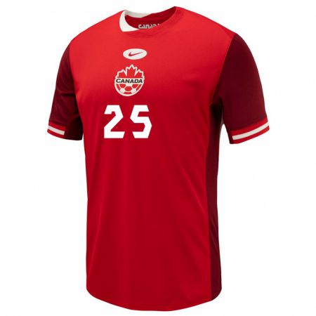 Kandiny Homme Maillot Canada Sarah Stratigakis #25 Rouge Tenues Domicile 24-26 T-Shirt