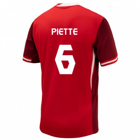 Kandiny Homme Maillot Canada Samuel Piette #6 Rouge Tenues Domicile 24-26 T-Shirt