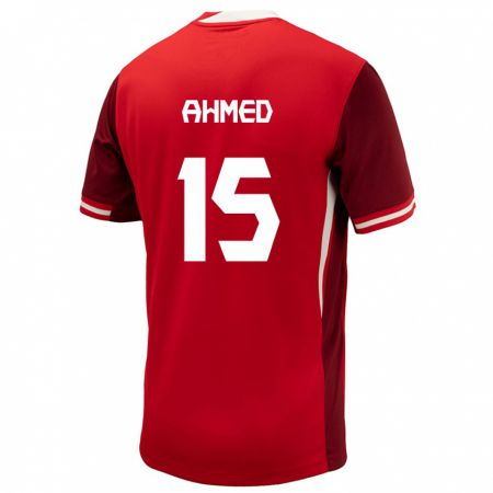 Kandiny Homme Maillot Canada Ali Ahmed #15 Rouge Tenues Domicile 24-26 T-Shirt