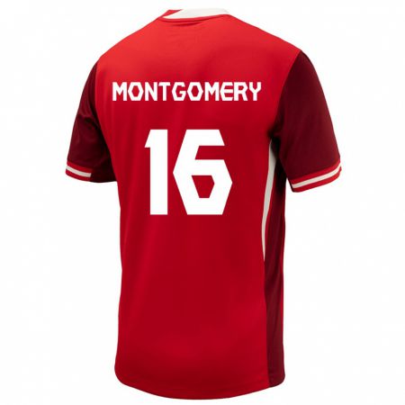 Kandiny Homme Maillot Canada Callum Montgomery #16 Rouge Tenues Domicile 24-26 T-Shirt