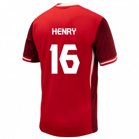 Kandiny Homme Maillot Canada Maël Henry #16 Rouge Tenues Domicile 24-26 T-Shirt